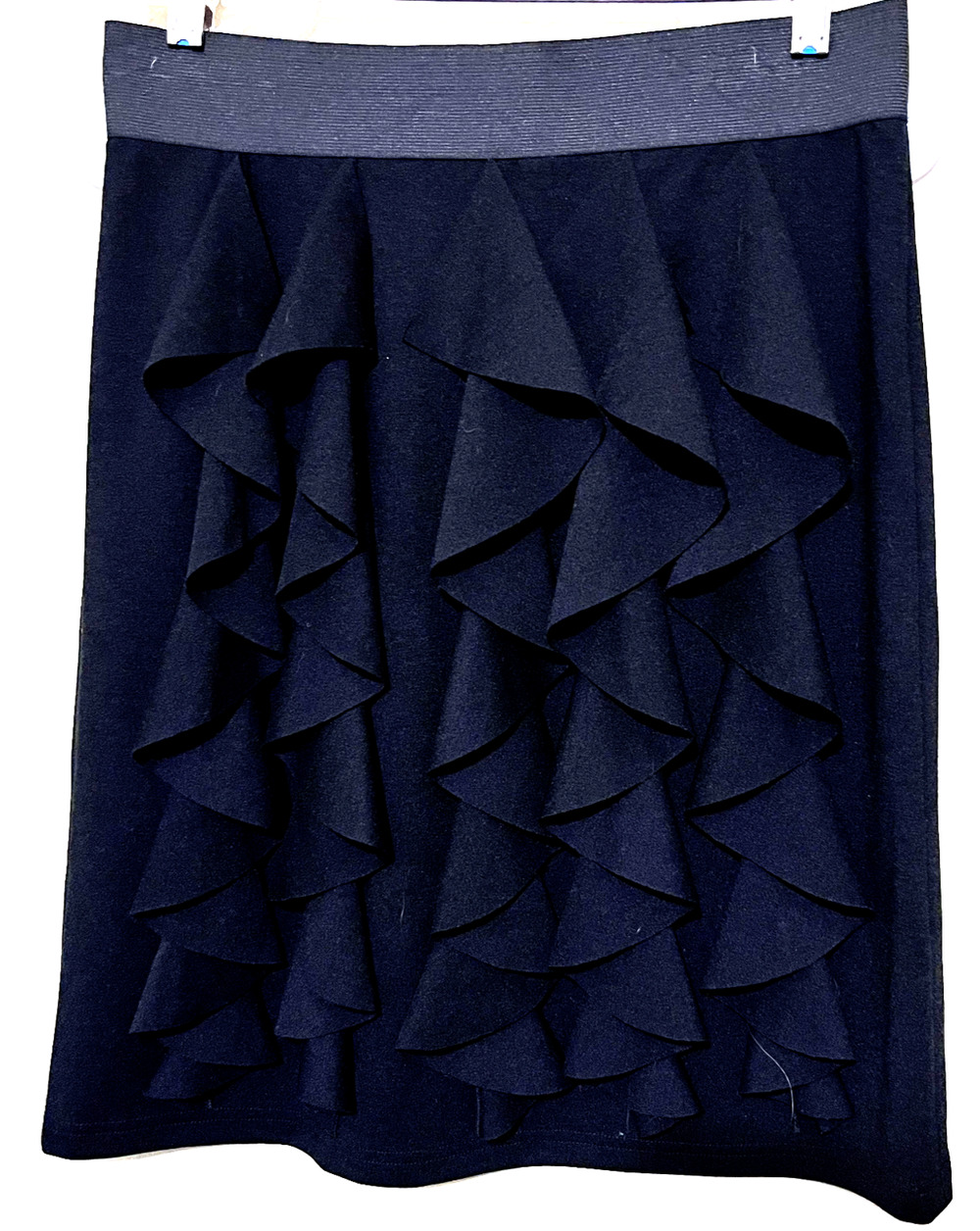 Ali Miles Black Mini Skirt Size 4/S Ruffled pencil Pull on stretchy